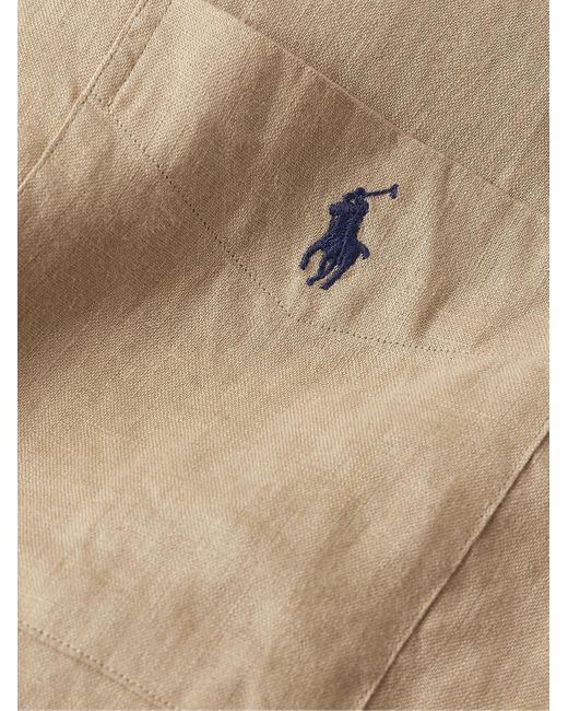 Polo Ralph Lauren Natural Clady Convertible-collar Logo-embroidered Linen Shirt for men