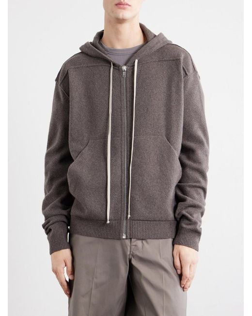 Rick Owens Gray Cashmere And Wool-Blend Zip-Up Hoodie for men