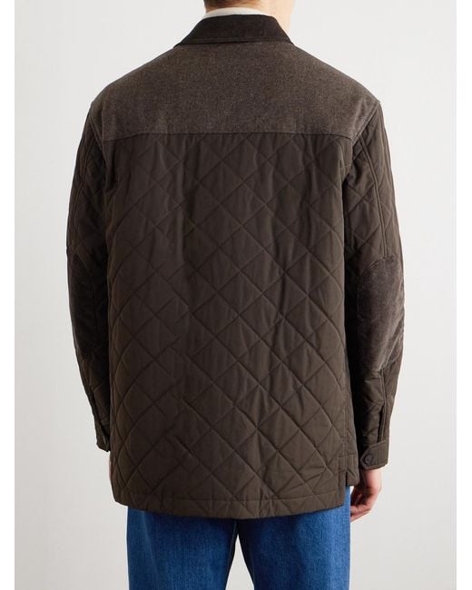 James Purdey & Sons Gray Winchester Corduroy And Knit-Trimmed Quilted Padded Shell Jacket for men