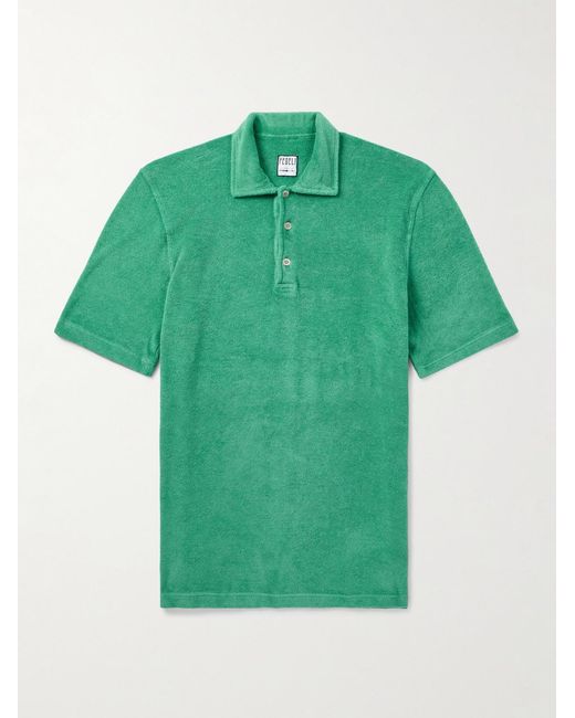 Fedeli Green Mondial Slim-Fit Cotton-Terry Polo Shirt for men