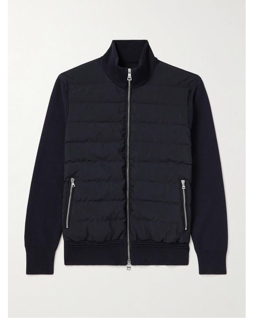 Mr P. Blue Shell And Knitted Cotton Padded Down Jacket for men