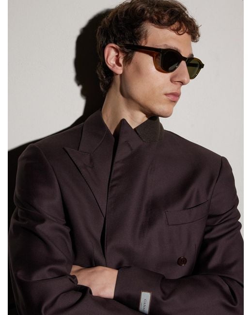 Saint Laurent Brown Round-Frame Acetate Sunglasses for men