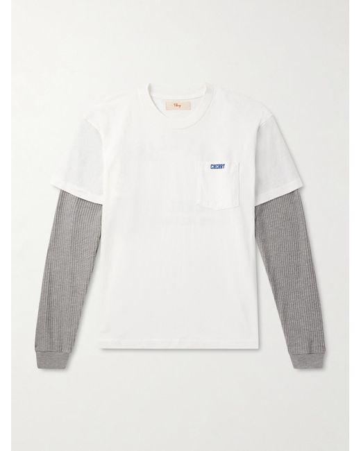 CHERRY LA White General Store Logo-Print Layered Waffle-Knit And Cotton-Jersey T-Shirt for men