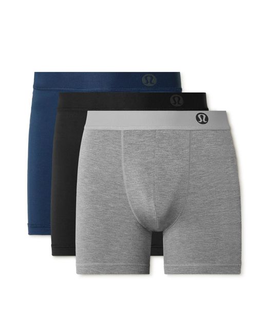 lululemon athletica Gray Always In Motion Three-pack Stretch-modal Jersey Boxer Briefs for men