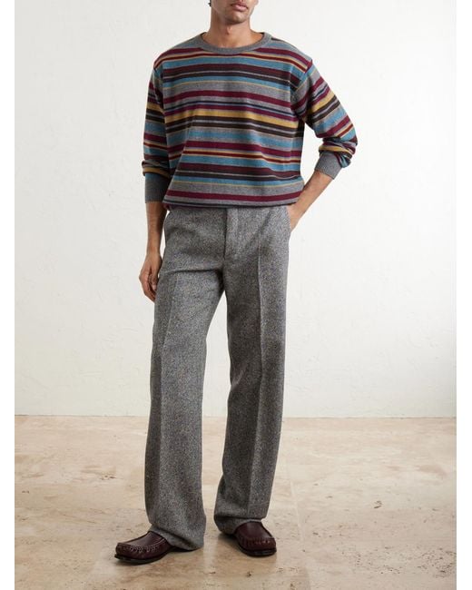 Dries Van Noten Blue Muroli Striped Cashmere Sweater for men