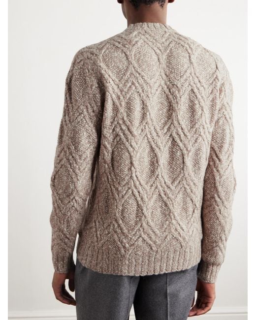 Loro Piana Natural Mélange Cable-knit Wool And Cashmere-blend Sweater for men