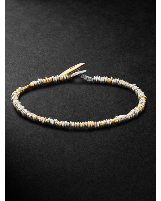 Pilla 18-Karat, Sterling Beaded And Cord Beaded Bracelet di MAOR in Black da Uomo
