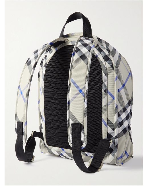 Burberry Gray Checked Nylon-twill Backpack for men