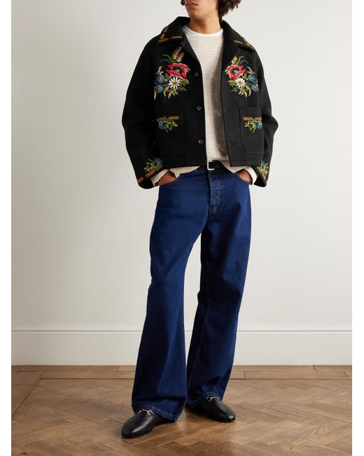 Bode Black Aquitaine Beaded Wool Jacket for men