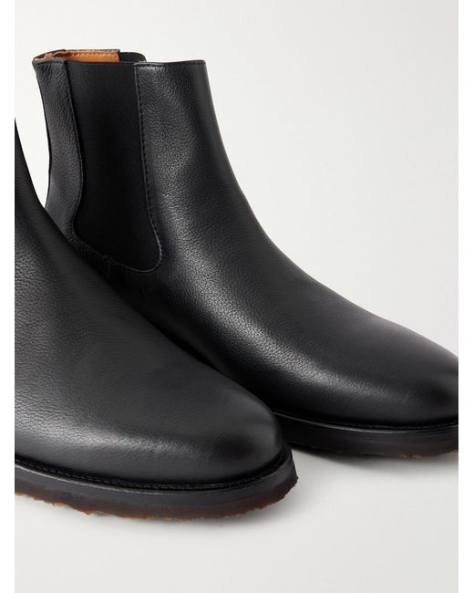 Mr P. Black Leather Chelsea Boots for men