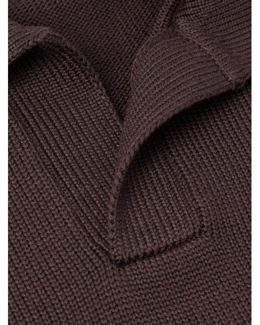 Thom Sweeney Brown Skipper Wool Polo Shirt for men