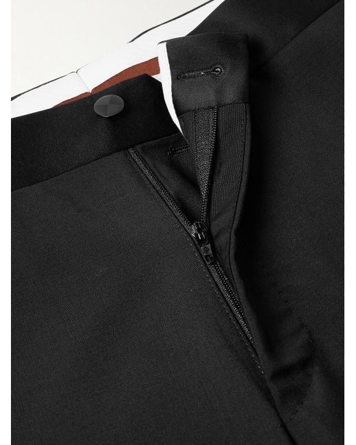 Canali Black Straight-leg Satin-trimmed Wool And Mohair-blend Tuxedo Trousers for men