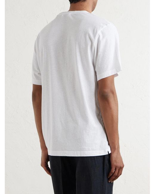 Frescobol Carioca White Dinis Linen-Blend T-Shirt for men