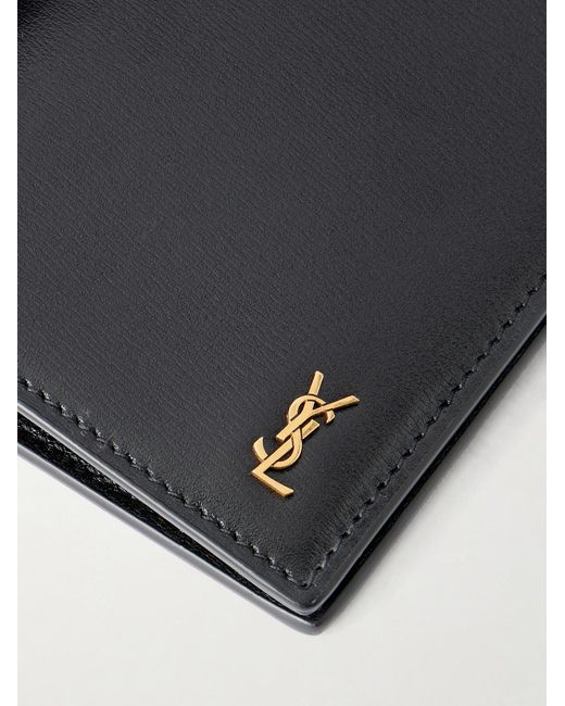 Saint Laurent Black Tiny Cassandre Logo-Appliquéd Leather Bifold Wallet for men