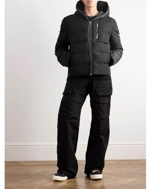 Rick Owens Black Quilted Kinetix Faille Hooded Down Jacket for men