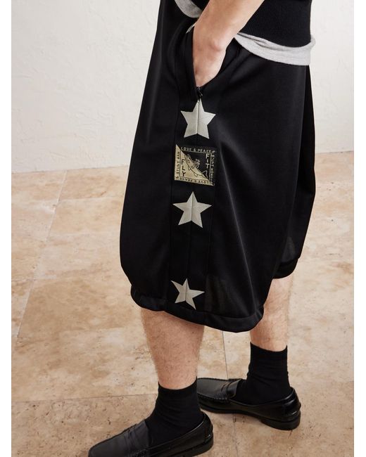 Kapital Blue Kome-Kome Straight-Leg Satin-Jersey Shorts for men