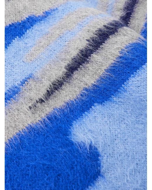The Elder Statesman Blue Alpaca-Blend Jacquard Sweater for men