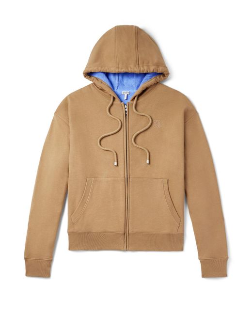 Loewe Natural Logo-Embroidered Cotton-Jersey Hoodie for men