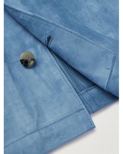 Paul Smith Blue Suede Shirt Jacket for men