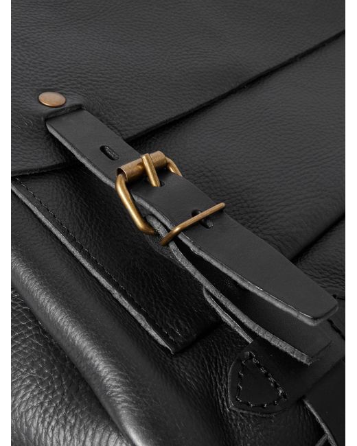 Bleu De Chauffe Black Éclair Full-Grain Leather Messenger Bag for men