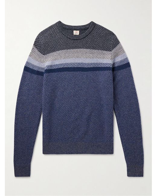 Faherty Brand Blue Jacquard-knit Wool Sweater for men
