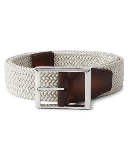 Berluti Brown 3.5cm Venezia Leather-trimmed Woven Cord Belt for men