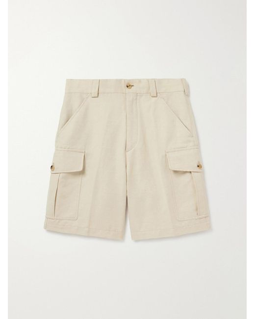 Loro Piana Natural Bizen Wide-Leg Cotton And Linen-Blend Canvas Cargo Shorts for men