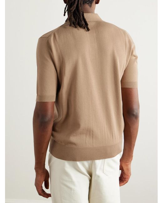 Piacenza 1733 Natural Pointelle-Knit Cotton Polo Shirt for men