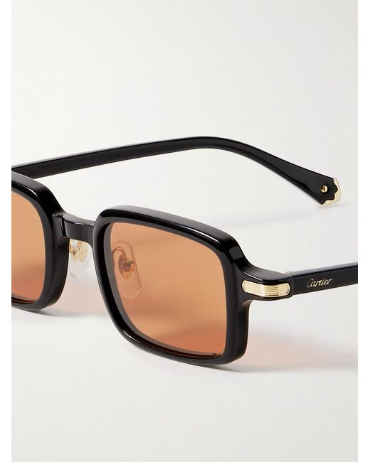 Cartier Black Rectangular-frame Acetate Sunglasses for men
