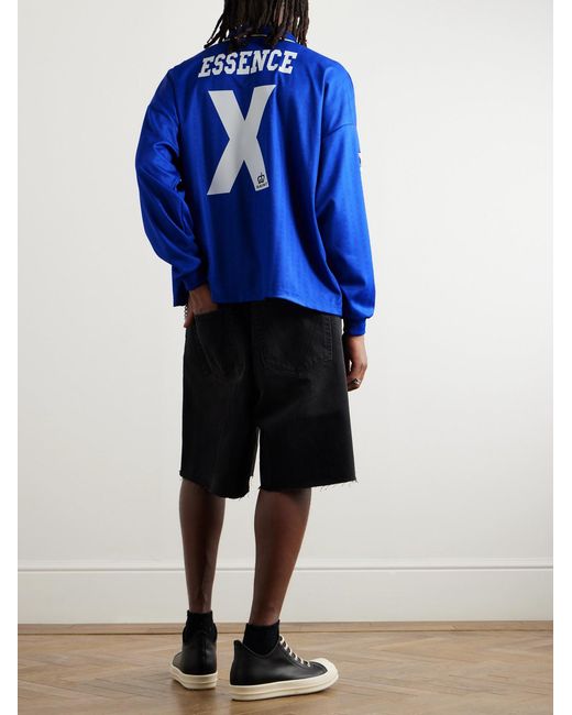 SAINT Mxxxxxx Blue Logo-Embroidered Printed Appliquéd Mesh Polo Shirt for men