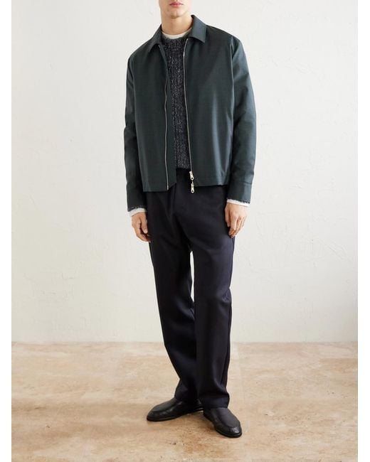 Barena Blue Straight-leg Herringbone Virgin Wool Trousers for men