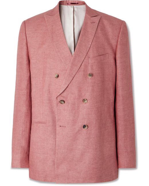 Mr P. Pink Double-breasted Linen Suit Jacket for men