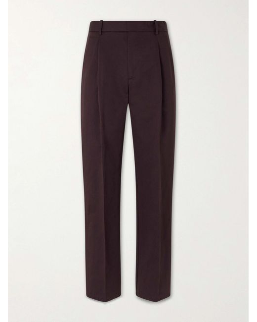 Altea Purple Orval Straight-Leg Cotton And Linen-Blend Gabardine Trousers for men