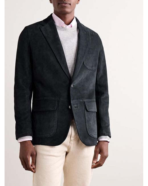 Sid Mashburn Blue Butcher Unstructured Suede Blazer for men