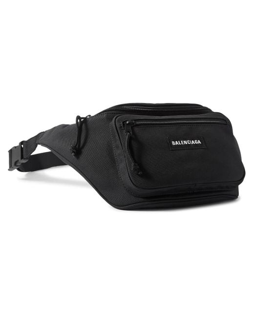 Balenciaga Black Explorer Logo-appliquéd Canvas Belt Bag for men