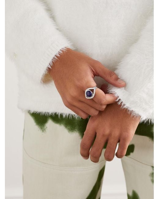 Jacquie Aiche Black Eye Large Lapis Lazuli And Diamond Ring for men