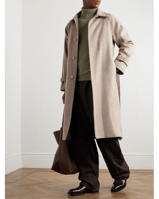 STÒFFA Natural Belted Herringbone Wool Coat for men