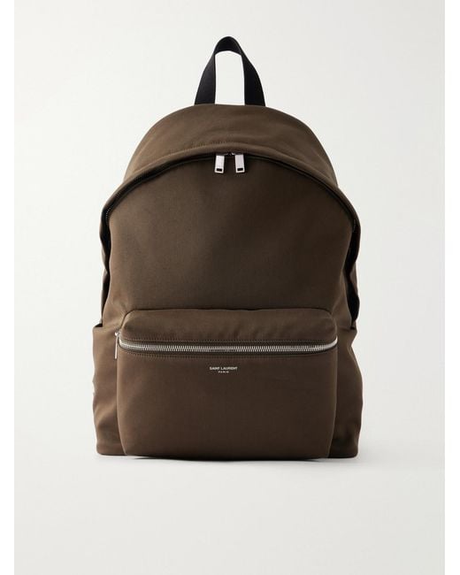 Saint Laurent Brown City Leather-Trimmed Twill Backpack for men