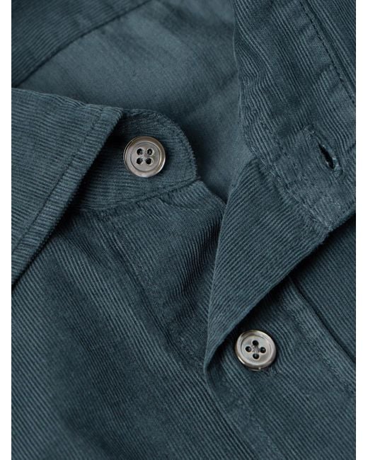 Hartford Blue Paul Cotton-Corduroy Shirt for men
