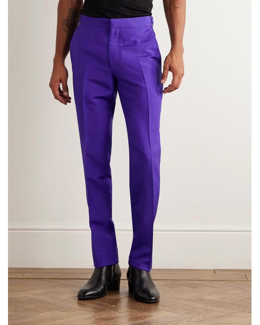 Tom Ford Purple Slim-Fit Wool And Silk-Blend Suit Trousers for men