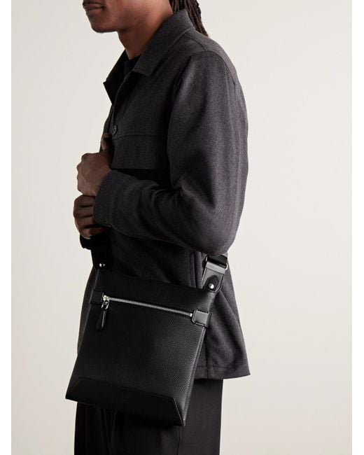 Dunhill Black 1893 Harness Full-grain Leather Messenger Bag for men