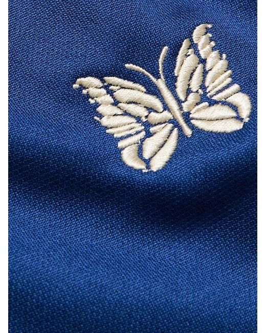 Needles Blue Webbing-trimmed Logo-embroidered Tech-jersey Track Jacket for men
