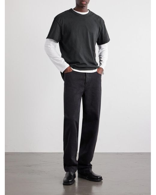 Les Tien Black Inside Out Heavyweight Cotton-Jersey T-Shirt for men