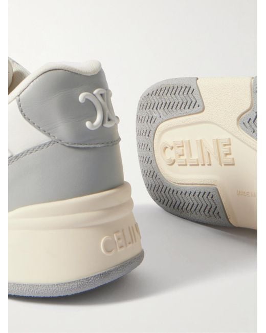 Céline White Ct-09 Leather, Rubber And Mesh Sneakers for men