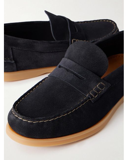 Mr P. Blue Leo Suede Penny Loafers for men
