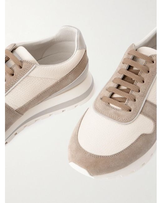 Brunello Cucinelli Natural Suede-Calfskin Runner Sneakers for men