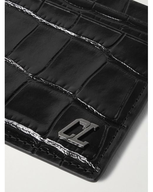 Portacarte in pelle lucida effetto coccodrillo con logo applicato di Christian Louboutin in Black da Uomo