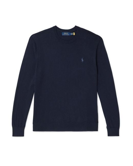 Polo Ralph Lauren Men's Blue Logo-embroidered Cotton And Cashmere