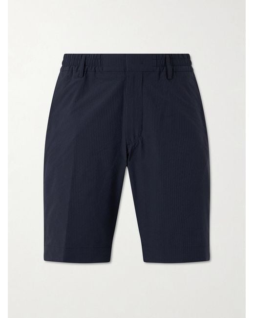 NN07 Blue Billie Straight-Leg Striped Seersucker Shorts for men