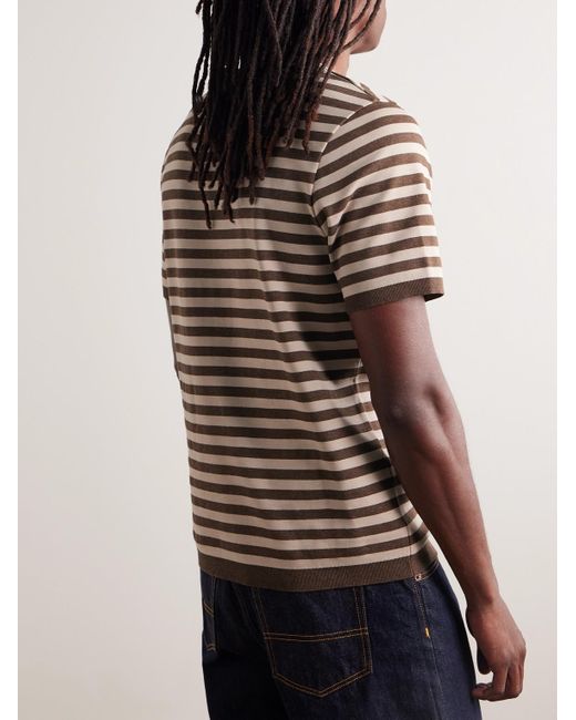 Mr P. Brown Striped Cotton-Piqué T-Shirt for men